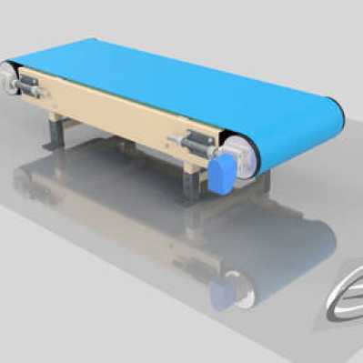 Bandtransporteur met trommelmotor.